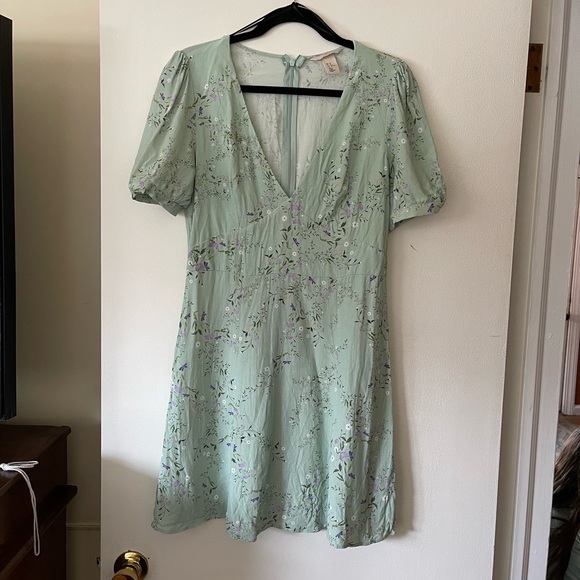 H&M Green Floral Dress Size 10 - Picture 3 of 7